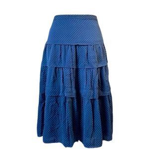 Josephine Chaus 100% Silk Layered Blue Skirt with White Polka Dots (Size: 10)